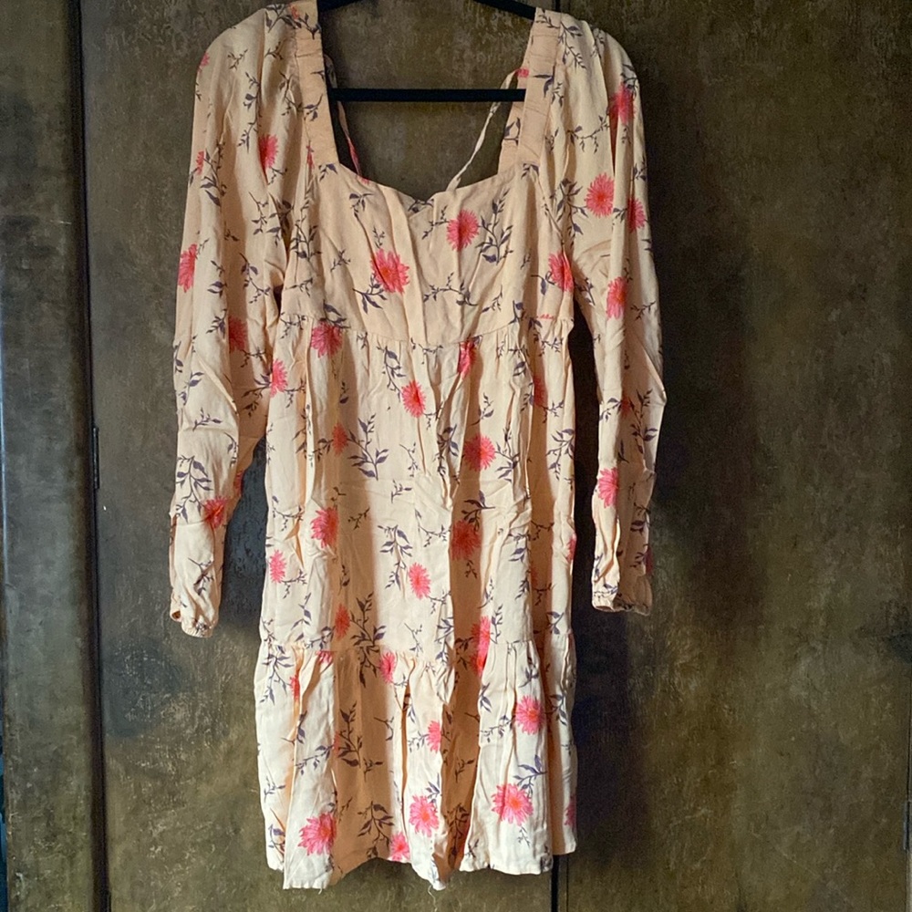 Orange Cream Floral Mini Dress